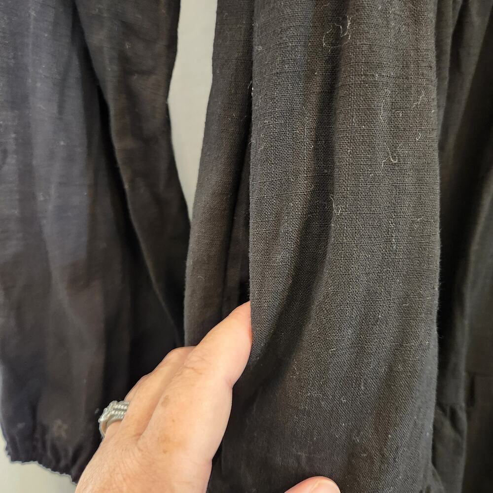 FANCYINN Black LS V Neck Lined Tiered Babydoll Witchy Goth Dress Womens Medium M - Picture 10 of 12